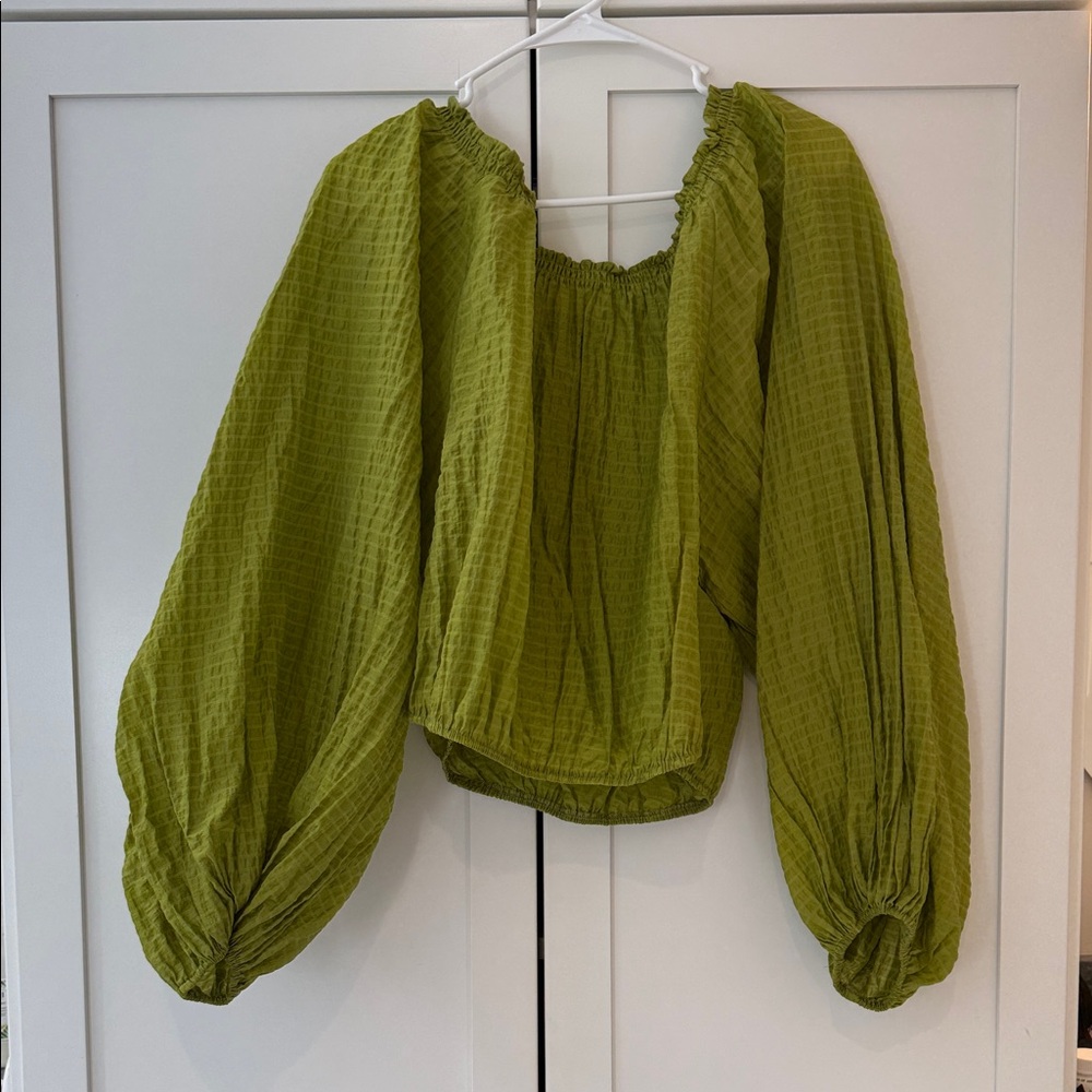 Free People Textured Green Blouse